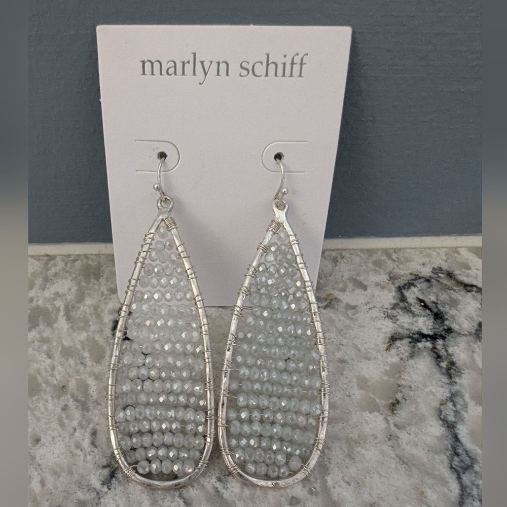 Marlyn Schiff Silver Teardrop Earrings New